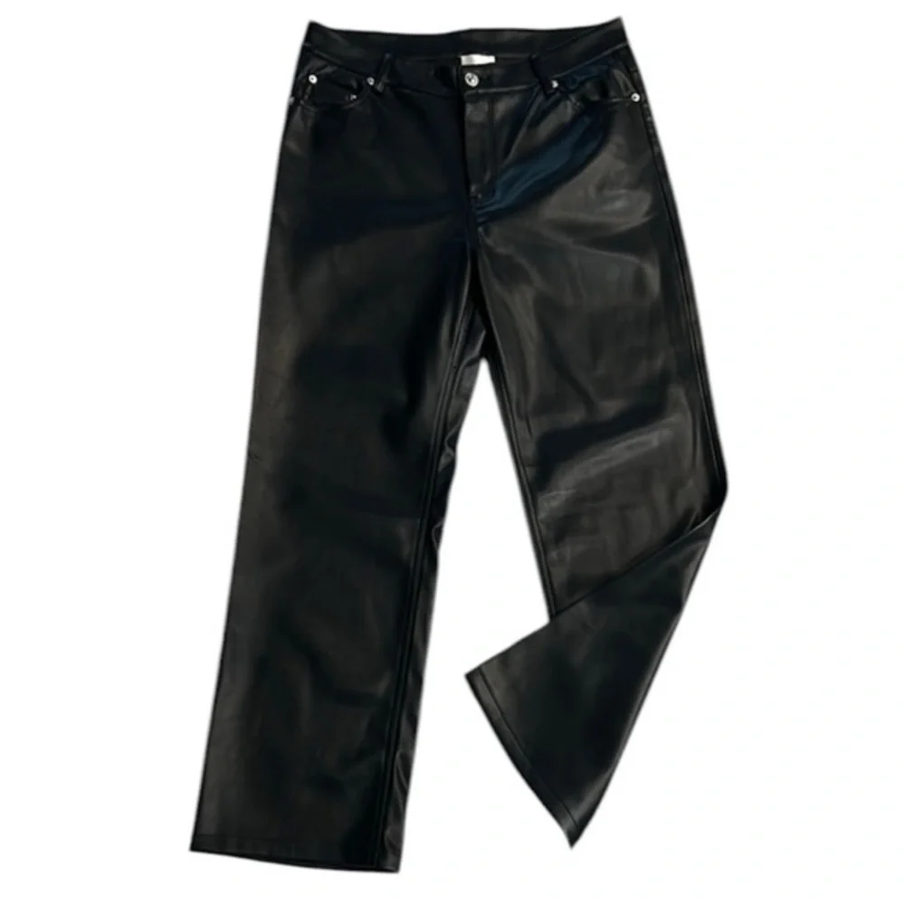 Industry faux leather wide leg black pants size 10